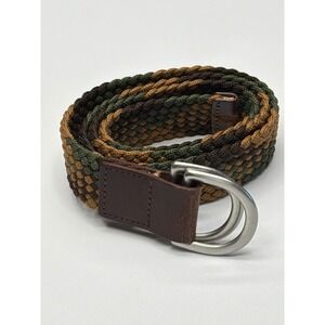 Gap Men's Camo Woven Belt D Ring Buckle Size L XL Polyester Trim Bonded Leather‎